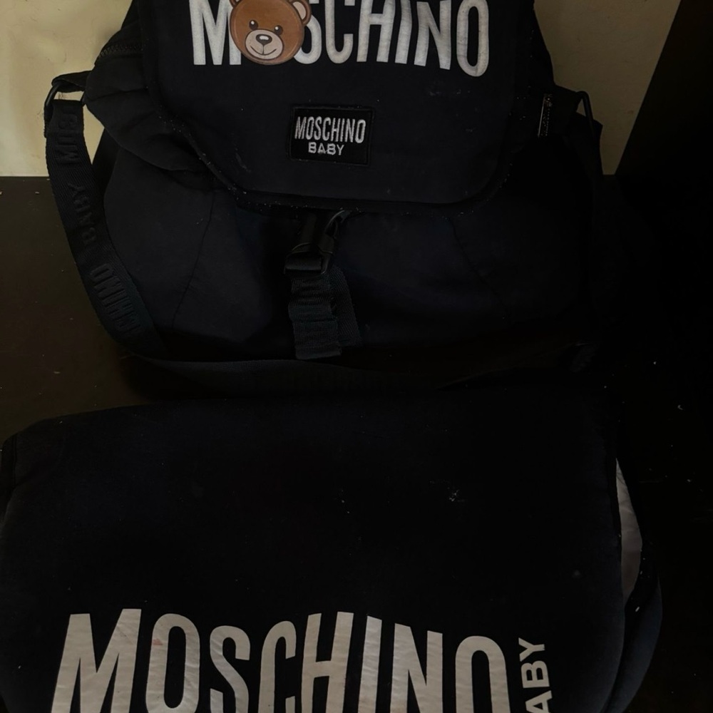 Moschino Black Backpack with Iconic Branding